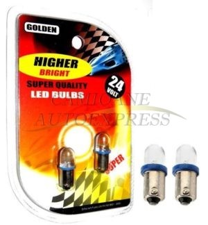 Set 2 Buc.bec Led Cu Lupa Ba9s Lumina Albastra